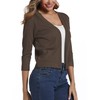 Women's Elegant 3/4 Sleeve Open Front Sweater Solid Cropped Shrug