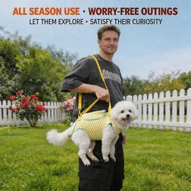 FORGEMATE Adjustable Dog Carrier Sling, Soft Wearable Backpack for Walking Hiking Camping, Legs Out Design for Puppy Kitten Cats, Front Clip Harness, Small Medium Large Dog Carrier(M)