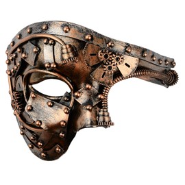 Hoshin Masquerade Mask, Steampunk Mardi Gras Decorations Venetian Masks for Mens(Punk Rose Bold)