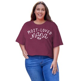IFQ Womens Plus Size Nana Shirts Gigi Heart Print T-Shirt Most-Loved Nana Tshirt Bless Grandma Tee Purple