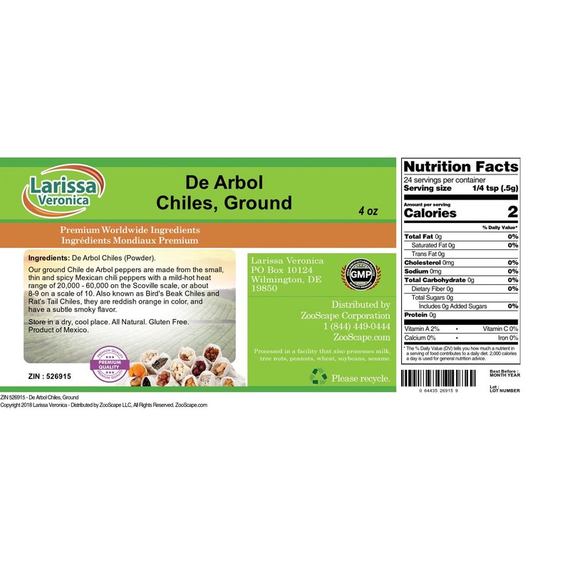 De Arbol Chiles, Ground (4 oz, ZIN: 526915) - 2