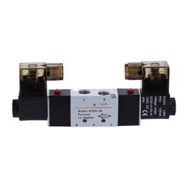 KJBIKBZPK 4V220-08 Air Pneumatic Solenoid Valve 5 Way 2 Position 1/4quot; Aluminum Alloy Internal E 12VDC 24VDC 110VAC 220VAC 0.15-0.8Mpa 1Pcs (Color : No Fittings, Size : AC110V)