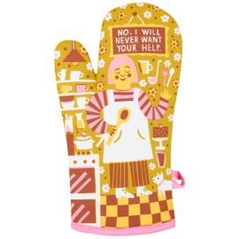 Blue Q Oven Mitt ~ No. I Will Never Want Your Help. Super-Insulated Quilting, Comfy, Natural-Fitting Shape, 100% Cotton