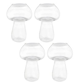 G Francis Mushroom Cocktail Glasses 4pk - 9oz Creative Drinking Glasses Novelty Mushroom Shaped Glass Cup Set