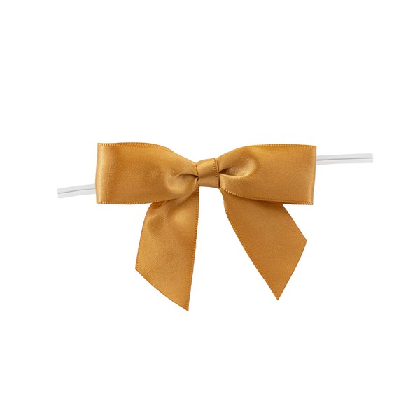 Reliant Ribbon 5170-92805-3X2 Satin Twist Tie Bows - Large Bows, 7/8 Inch X 100 Pieces, Old Gold