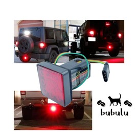 bubulu Hitch Member Cover with 12V LED Built-in Tail Light 2" Square Red Boat Trailer