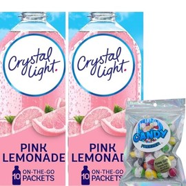 Candy Freezer Crystal-Light On The Go Drink Mix - Two (2) Pack of 10pck/0.13oz Pouches - Sugar-Free, Low-Calorie Refreshment Anytime, Anywhere and 1 oz Freeze Dried Candy Rainbow Skitzz (2 Pack, Pink Lemonade)