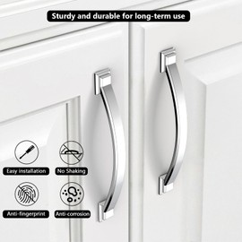 Coinkoly 10 Pack Chrome Cabinet Pulls 3''(76mm) Hole Centers Hardware for Cabinets,Kitchen Cabinet Handles,Arch Cabinet Handles for Bathroom Dresser Drawer Handles