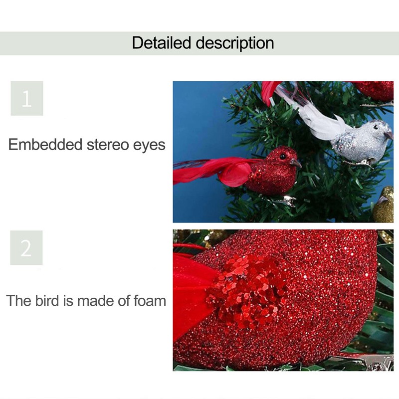 12 PCS Simulation Bird Silver Mini Birds for Home Decoration