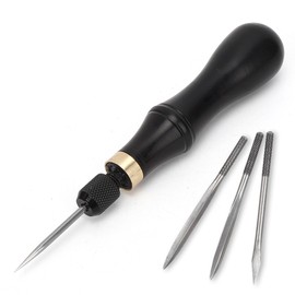 4 in 1 Stitching Awl Kit Ebony Handle DIY Leather Fabric Hand Craft Sewing Tool