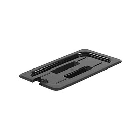 TrueCraftware- 1/4 Size Notched Polycarbonate Handled Food Pan Lid Black Color-Food Storage Container Cover Restaurant Commercial Hotel Pans Cover for Food Prep Fruits Vegetables Beans Corns