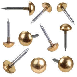 Retro Solid Pure Brass Tacks as Antique Upholstery Nails for Furniture, Decorative Push Pins for Wood,Carpet Tacks,Hardware Nails,Cap Nails,Thumb Tacks，Brass Fasteners(1/2",12mm Gold Color,20 Pcs)