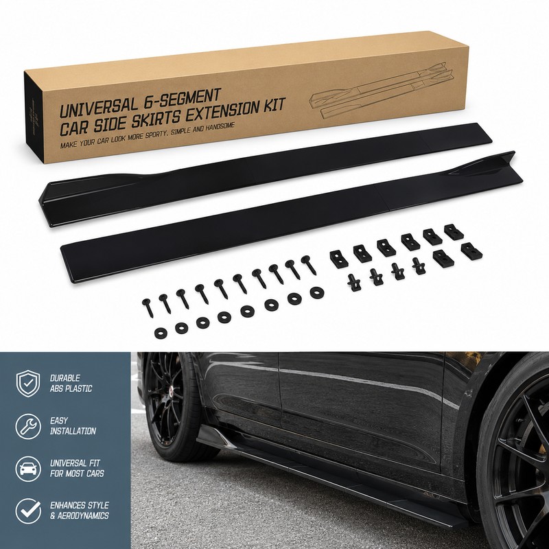Universal Side Skirt Extensions for Car Styling – 6PCS ABS