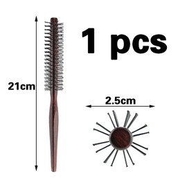 1 x round brush, hair brush, round, round brush, small, round brush, beard, hair brush round for blow-drying, small, for short hair, long hair, pony, beard, nylon bristle, 21 cm