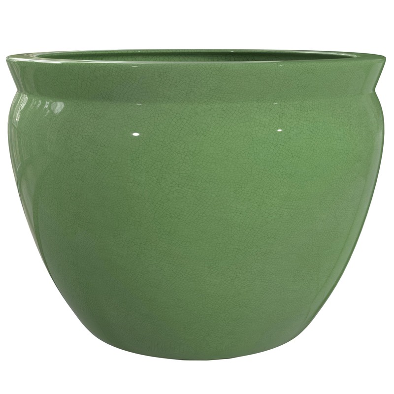 Red Lantern 12" Celadon Porcelain Fishbowl Planter