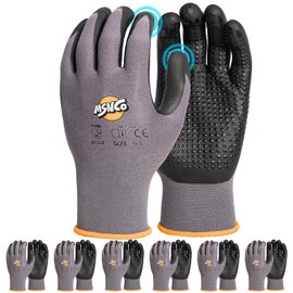 Safety Work Gloves 6/12 Pairs Micro Foam Nitrile Coated Endurance Seamless Knit Nylon ，Wear-resistant mechanical gloves with raised dots M Bump