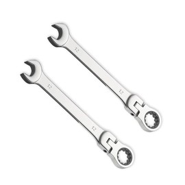 Leliafleury 2pcs 12mm Ratchet Spanner Flex-Head, Combination Wrench, Polished CR-V Chrome Vanadium Steel Metric Spanner, 72-Tooth, Box and Open End Ring Ratcheting Spanner Tool for Home Bicycle