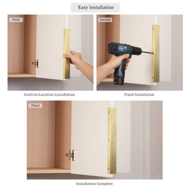 Satanga Edge Finger Tab Pull for cabinets Kitchen Concealed Drawer pulls Aluminum Flat Hidden Back Mount Door Handle for Home 10 Pack Modern Brushed Brass 5" Hole Center Easy Installation