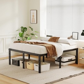 AGXI 20 Inch King Bed Frame No Box Spring Needed, Heavy Duty Tall Metal Platform with Large Storage Space, Easy Assembly Strong Bearing Capacity, Noise Free