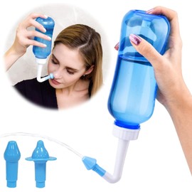 DOXUNGOO 300ml Nasal Yoga Bottle – Sinus & Nasal Wash Irrigator Kit for Adults & Kids, Nose Cleaning Bottle for Allergy, Rhinitis, Cold, and Sinus Congestion Relief, Easy Squeeze Nasal Rinse System
