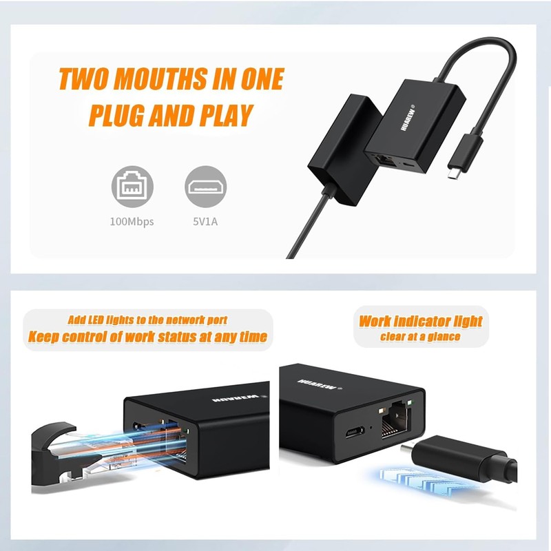 Micro USB to RJ45 Ethernet Adapter – High-Speed Network Connection