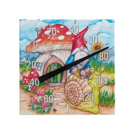 Taylor Gnome Garden Tabletop Indoor Outdoor Thermometer, Wireless Thermometer with Easy to Read Numbers for Patio, Pool, Garage and Indoor Areas, 8-inch, Multi-Color