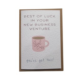 Best Of Luck In Your New Business Venture Card - Girl Boss - Made In The UK