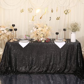 Eternal Beauty Sequin Tablecloth Black 127x183cm Glitter Table Cover Sparkle for Party Birthday Wedding Christmas New Year Christmas Decoration