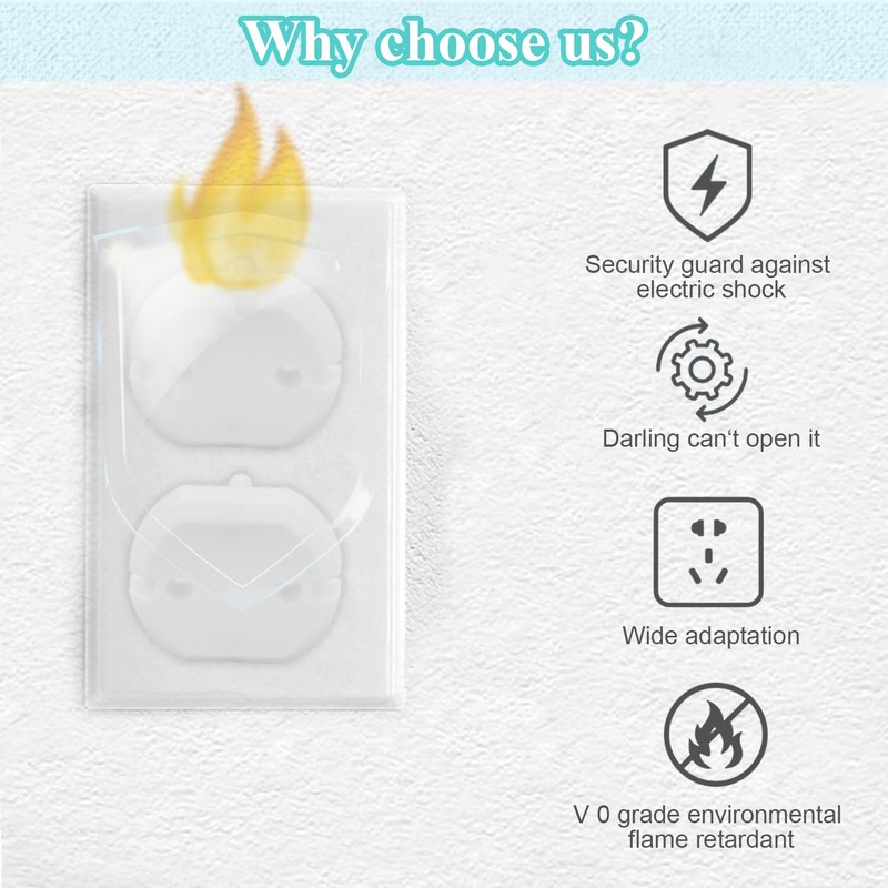 Fielect Outlet Plugs Covers Childproof EU Plug Protectors Electric Socket