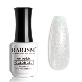 RARJSM Glitter Gel Nail Polish Pearl Shell White Chunky Sparkle Diamond Rainbow Shimmer Jelly Iridescent Gel Polish Single Bottle Soak off UV LED Cured for Home Salon Manicure 15ML 1PC