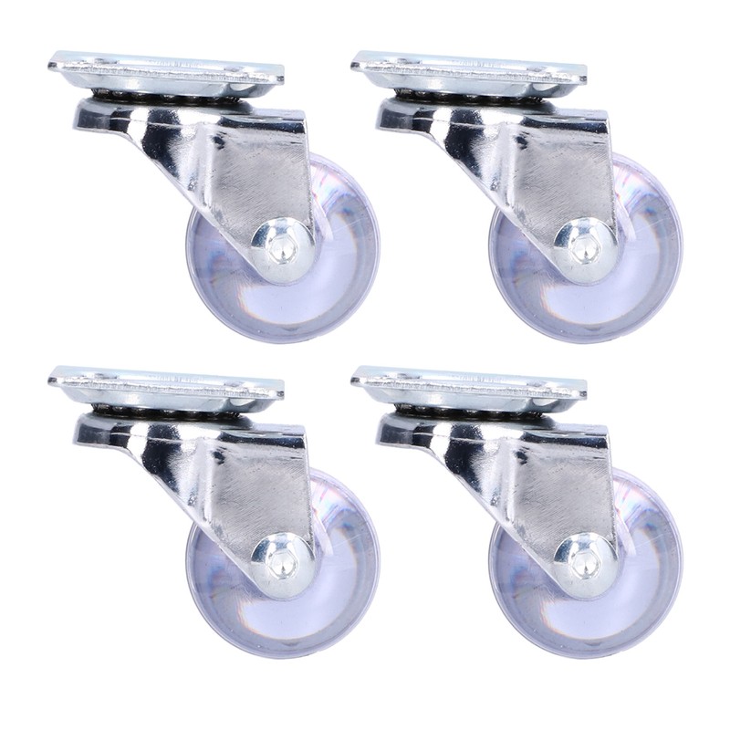4 Pcs Swivel Caster Heavy Duty Stainless Steel Transparent PU
