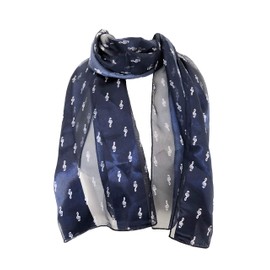 Pamper Yourself Now Musical Notes and treble clef thin scarf. Great present/gift for music lovers, Lovely music scarf for choirs and musical groups. (navy blue)