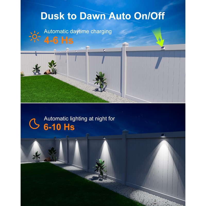 12 Pack Decorative Solar Powered Fence Lights Outdoor Waterproof with