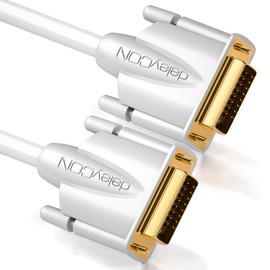 deleyCON 2 m DVI Cable Dual Link 24+1 HDTV Resolutions up to 2560 x 1080 Full HD 1080p 3D Ready DVI-D Dual Link Gold-Plated Contacts White