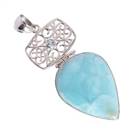Ravishing Impressions Anhänger aus tropfenförmigem Larimar, Schmuck aus natürlichem blauem Edelstein, Geschenk für die Ehefrau