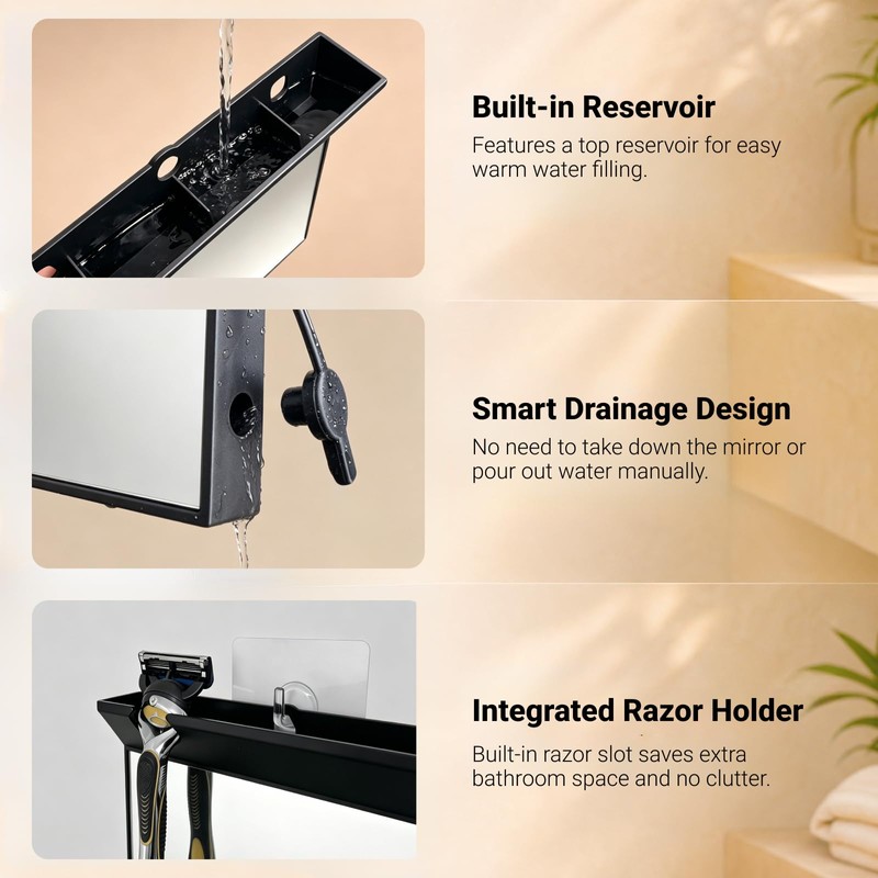 Fogless Shower Mirror for Shaving, Anti-Fog Bathroom Mirror