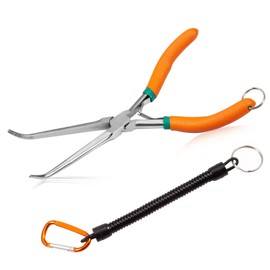 SPEEDWOX Needle Remover Pliers Needle Remover Pliers Taper Pliers Long Radio Pliers Fishing Pliers Fishing Pliers with Knurled Fishing Tackle Pliers Bend Handle with Drop Prevention Strap 7.3 inches (185 mm) Long Reach Long Nose Micro Accessory Tool Bead