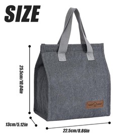 hzbaiyi Lunch Bags for Women Men Leak-Proof Lunch Box Bag Portable Tote Bag Thermal Cooler Waterproof for Adults Men Girls for Work School Picnic Travel (Grey)