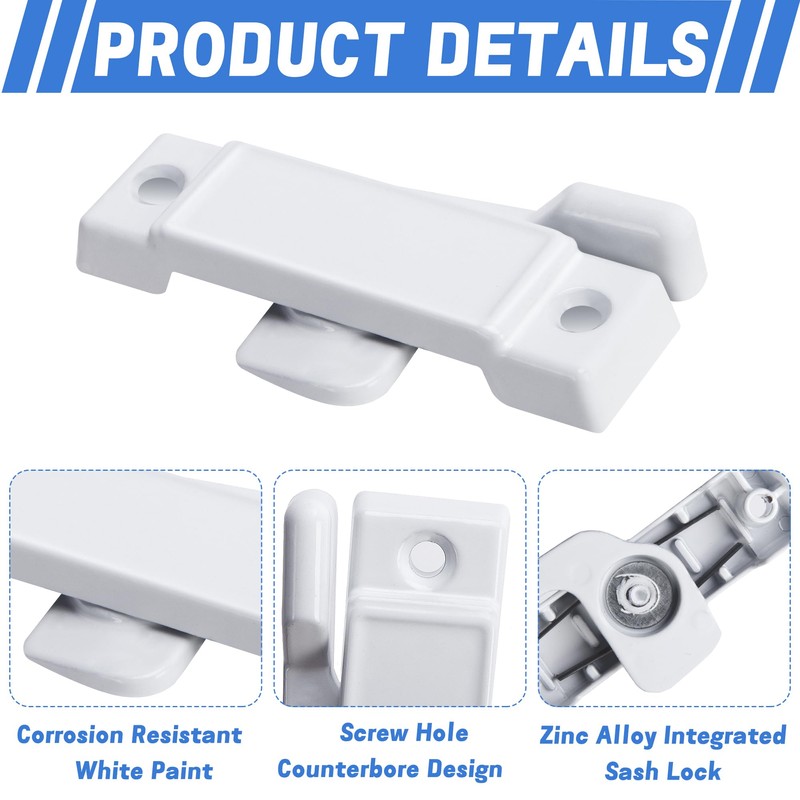 Nkiy Quen 4 Pcs F2590 Windows Replacement Sash Lock-2-1/4'' Mounting