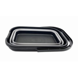 SAMMART 12L (3.1 Gallon) Collapsible Rectangular Handy Basket/Bucket/Multiuse Foldable Water Pail for Camping, Fishing (Black/Alloy Grey)