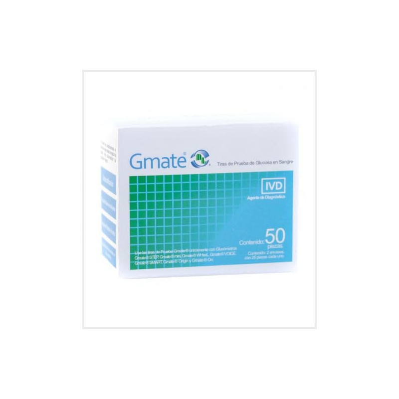 GMATE Tiras Reactivas con 50 Piezas.Glucómetros compatibles Familia GMATE. 2