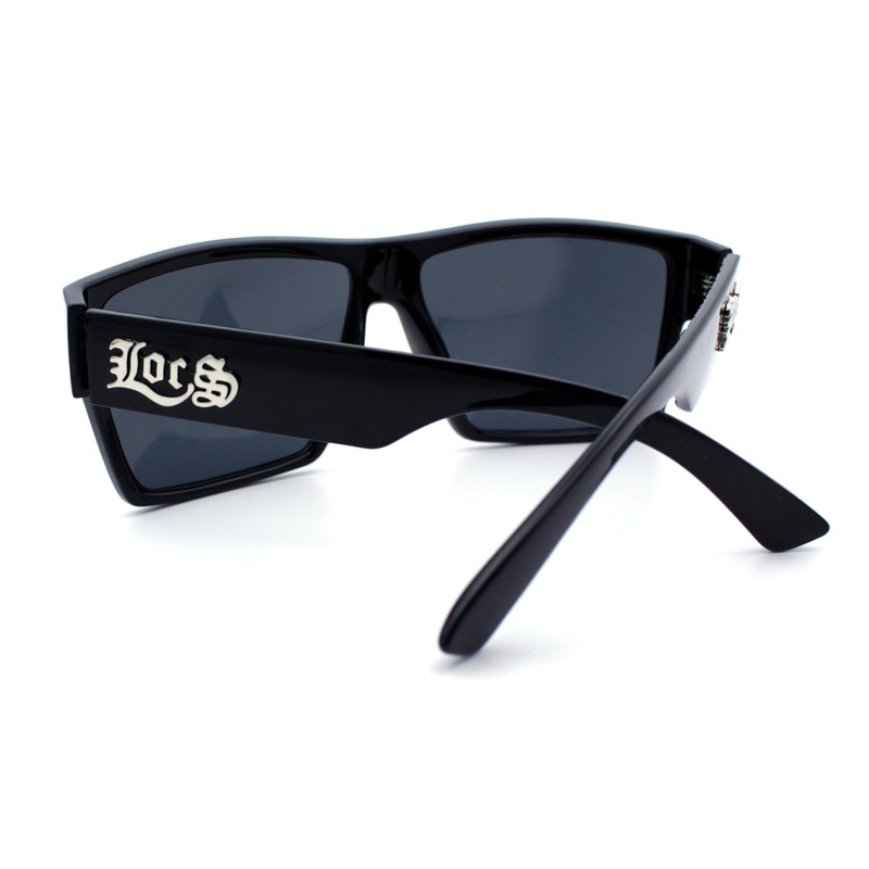 Locs Squared Rectangular Cholo Gangster All Black anteojos de sol,