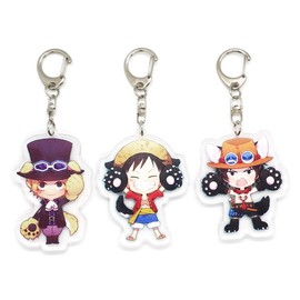 EBTY DREAMS Inc. - Set of 3 One Piec OP Acrylic Keychain Portgas D. Ace, Sabo, Monkey D. Luffy v2