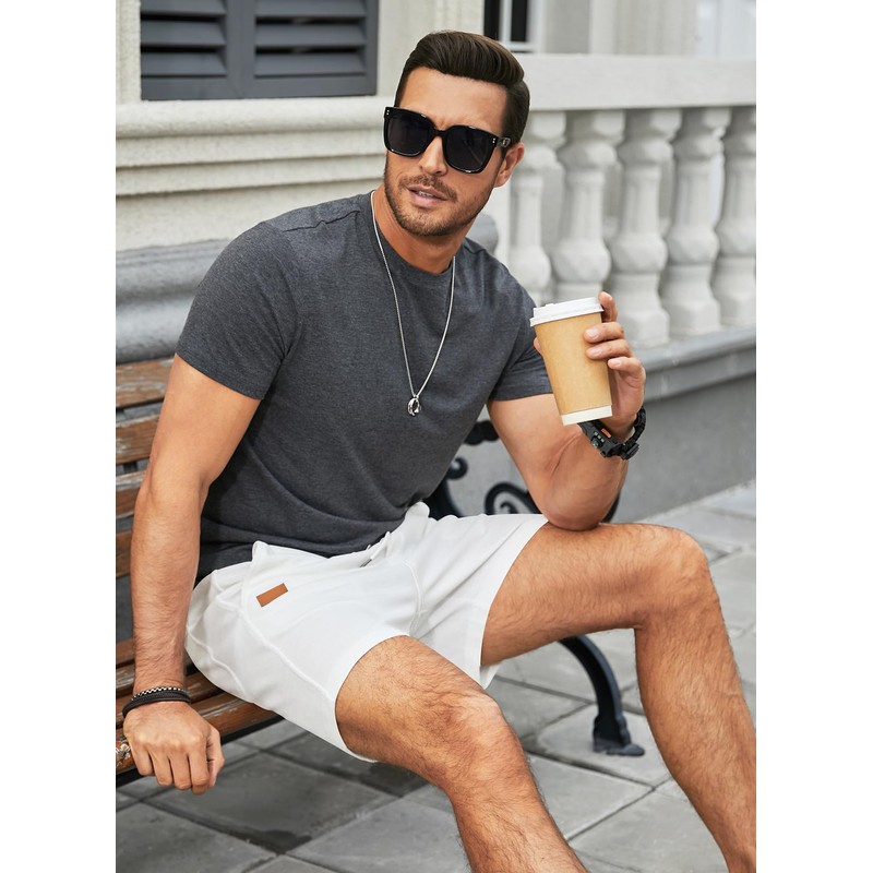 JMIERR Men's Waffle Shorts Summer Leisure Stretch Elastic Waist with