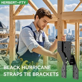 Black Hurricane Straps Tie Brackets,Hurricane Clips,18-Gauge Hurricane Ties for Rafters/Pergola Rafter/Seismic (Left 50 pcs)