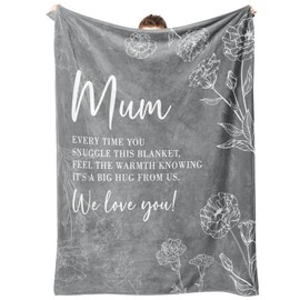 Niyewsor Gifts for Mum Blanket, Mum Birthday Gifts from Daughter Son, Christmas Mothers Day Birthday Presents for Mother Mums Mummy 60" x 50", Grey