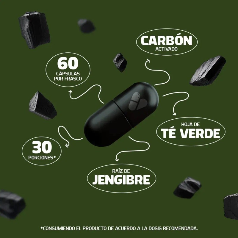 Carbo D-TX Carbón Activado, Jengibre, Té Verde y Clorofila 3