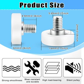 16 Pieces 19 mm 3/4 Inch Drawer Rollers Plastic Drawer Replacement Wheels Bearing Small Pulley Positioning Document Sliding Furniture Cabinet Pulley