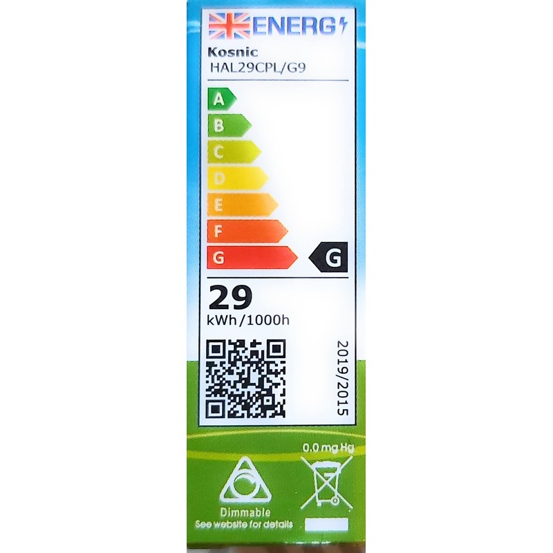 Kosnic 20 X G9 29W=40W HAL29CPL/G9 ECO Halogen Warm White