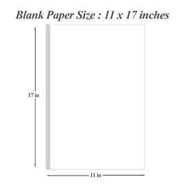 (5-Pack) 11" x 17" Blank Print Paper, 225Sheets/450Pages Blank Loose-Leaf Paper, DIY Template Printing in Office, 100gsm Blank Paper